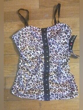 New With Tags! Eye Candy Leopard Print Ruched Corset Cami